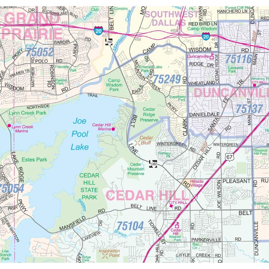 テキサス州ダラス郡 詳細 壁地図 (36インチ x 38インチ) ジップコード付き 並行輸入 B07NDQWFRQThe Earth