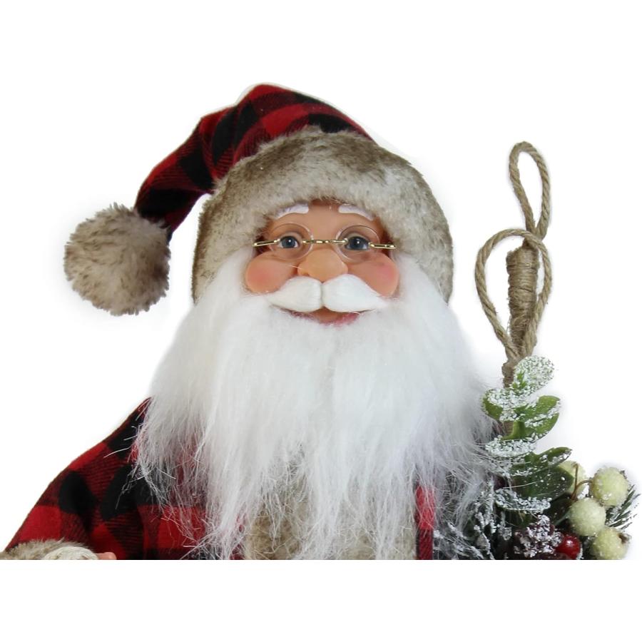 　Windy Hill Collection 16" Inch Standing Buffalo Plaid with Burlap Toy Sack Santa Claus Christmas Figurine Figure Decoration 168280並行輸入｜the-earth-ws｜05