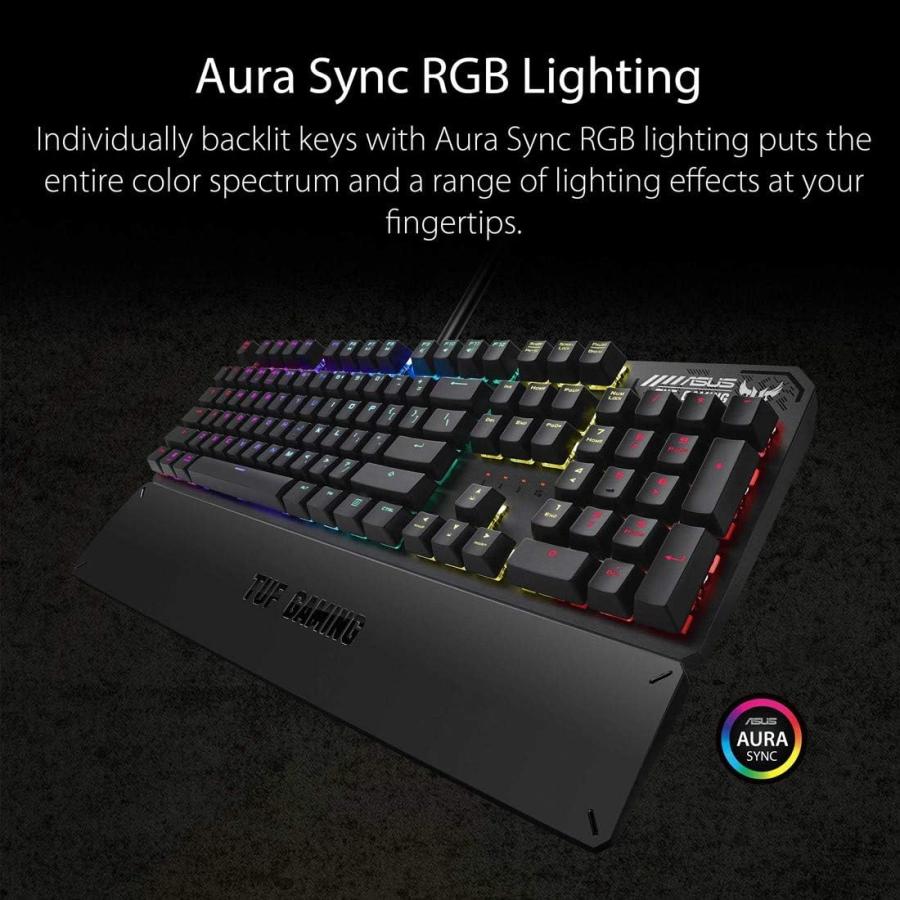 お得なまとめ買い ASUS メカニカルPCゲーミングキーボード PC用 TUF K3 | プログラム可能なオンボードメモリ | 専用メディアコントロール Aura Sync RGB照明 | 取り外し 並行輸入