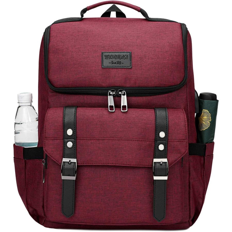　YALUNDISI Vintage Backpack Travel Laptop Backpack with usb Charging Port for Women ＆ Men College Backpack Fits 15.6 Inch Laptop Red並行輸入｜the-earth-ws｜02