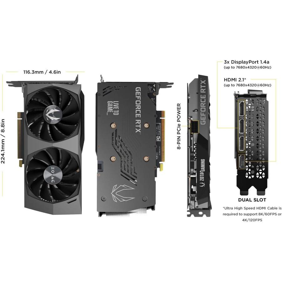 　ZOTAC Gaming GeForce RTX 3060 Twin Edge OC 12GB GDDR6 192-bit 15 Gbps PCIE 4.0 Graphics Card, IceStorm 2.0 Cooling, Active Fan Control, Free並行輸入｜the-earth-ws｜09
