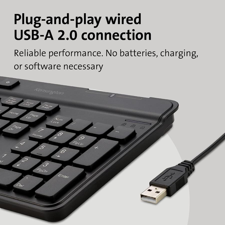 Kensington Simple Solutions Wired Keyboard with Smart Card Reader (CAC) (K55115US) 並行輸入｜the-earth-ws｜03