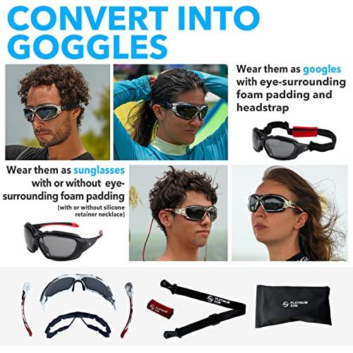当社の Platinum Sun Water Sport Sunglasses Floating Polarized Padded Convertible with Strap for Extreme Sports Jet Ski Goggles UV 並行輸入