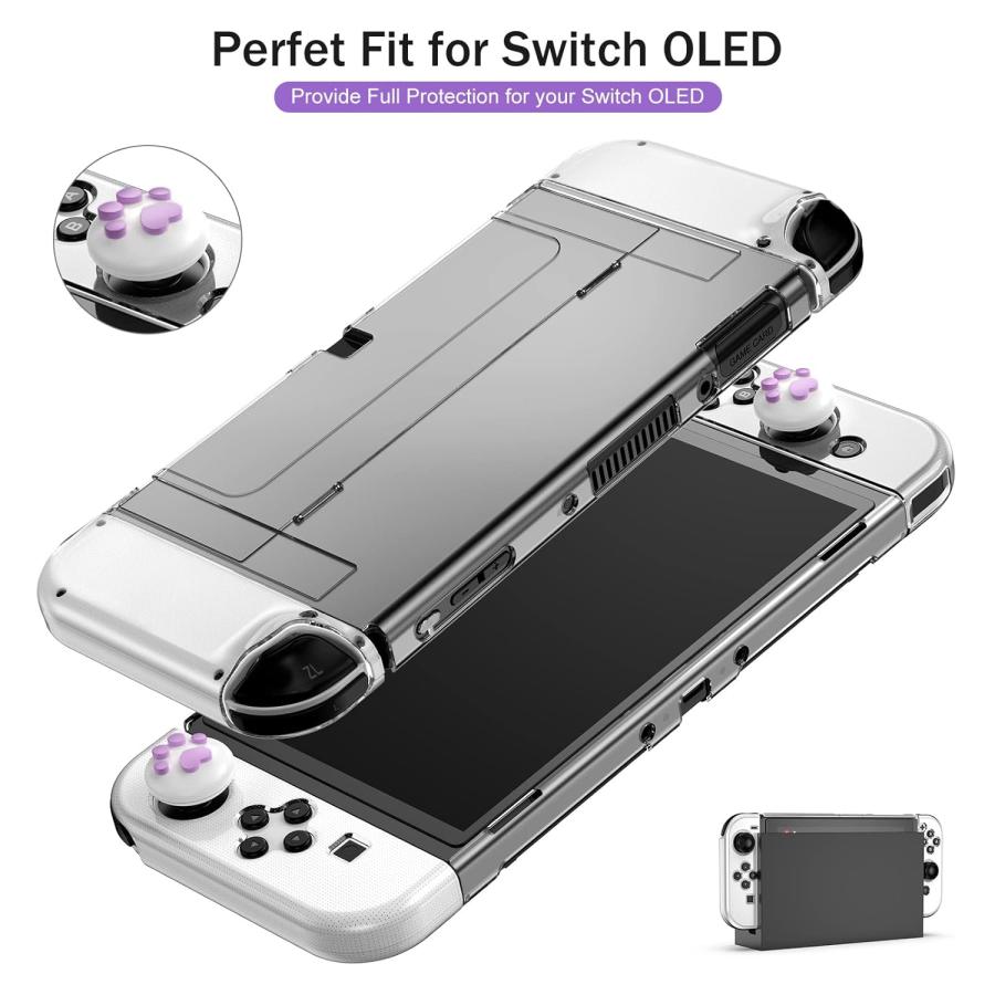 Younik Switch OLED Accessories Bundle, 15 in 1 Purple Switch OLED Accessories Kit for Girls Include Switch Carrying Case, Adjustable Stand, P 並行輸入｜the-earth-ws｜04