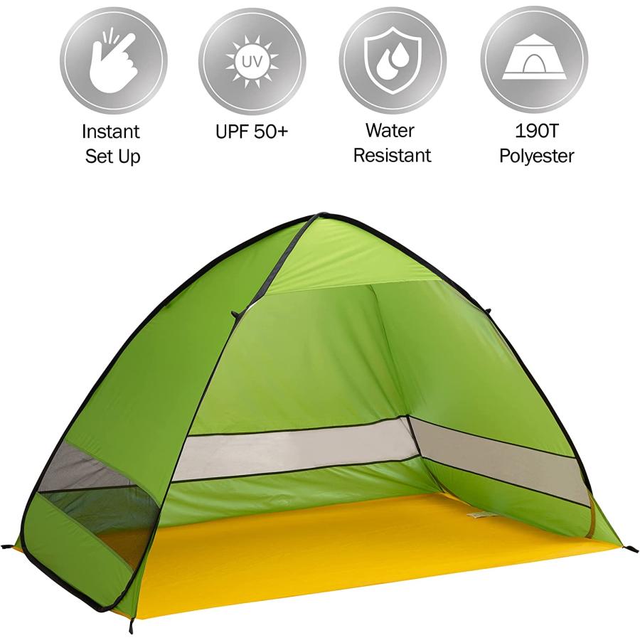 Pop Up Beach Tent - Fits 2-3 People - Sun Shelter with UV Protection and Ventilation - Water and Wind Resistant Camping Canopy by Wakeman (Gr 並行輸入｜the-earth-ws｜04