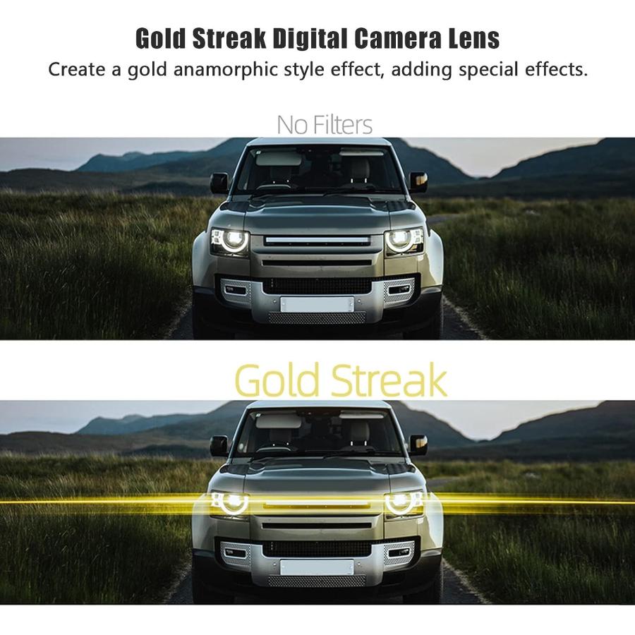 Gold Streak Special Effects Lens Filter, Camera Lens Filter with High Light Transmittance Anamorphic Light Flare Effect Filter for Shooting N 並行輸入｜the-earth-ws｜05