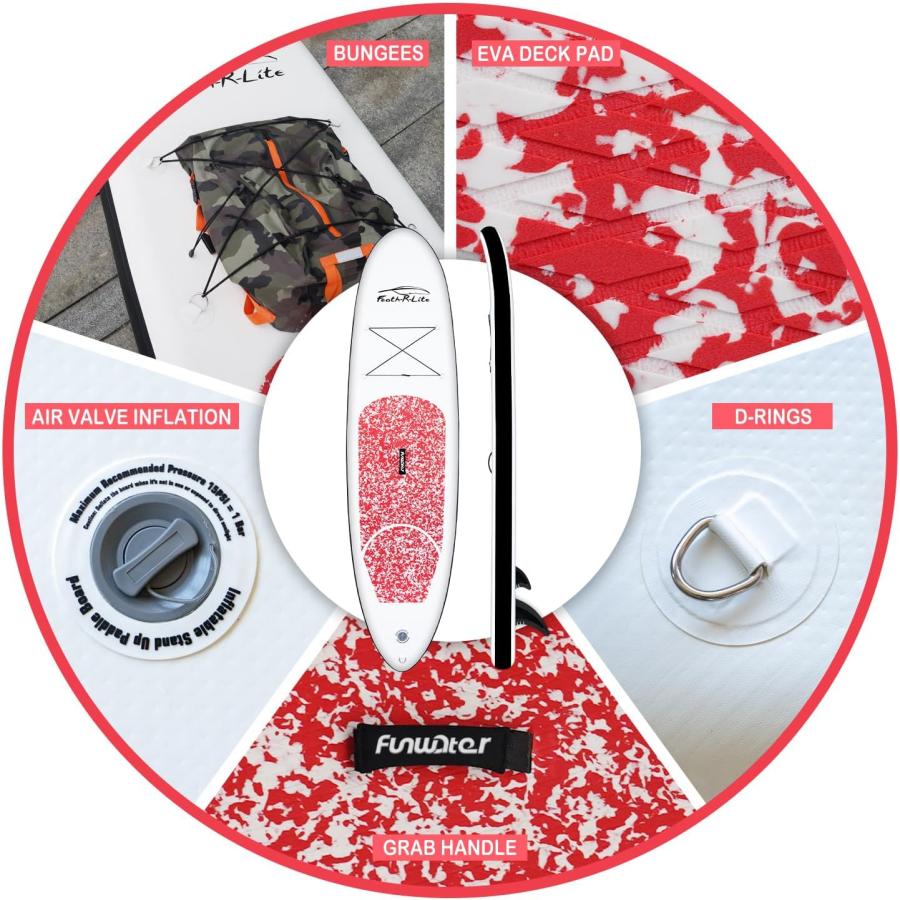 限定品 FeatureH-R-LITE 空気注入式 スタンドアップパドルボード 10フィート x 30インチ x 6インチ 超軽量 (16ポンド) SUPパドルボードアクセサリー付き 3つの 並行輸入 【WS1272898717】(46200円)