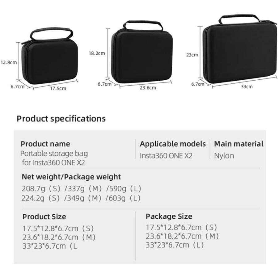 For Insta360 ONE X2 Carrying Case,Portable Storage Bag Panoramic Camera Accessories Waterproof Hard Cover Shell Shockproof Small Medium Large 並行輸入｜the-earth-ws｜04