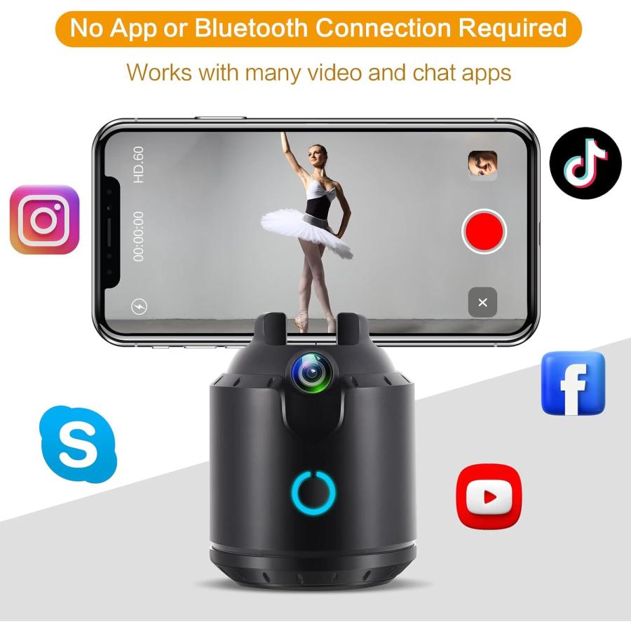 Smart Motion Tracking Phone Holder, Auto Face Tracking Tripod 360° Rotation, Snapshot Shelfystand, No App Required Moving Tripod for Video R 並行輸入｜the-earth-ws｜05