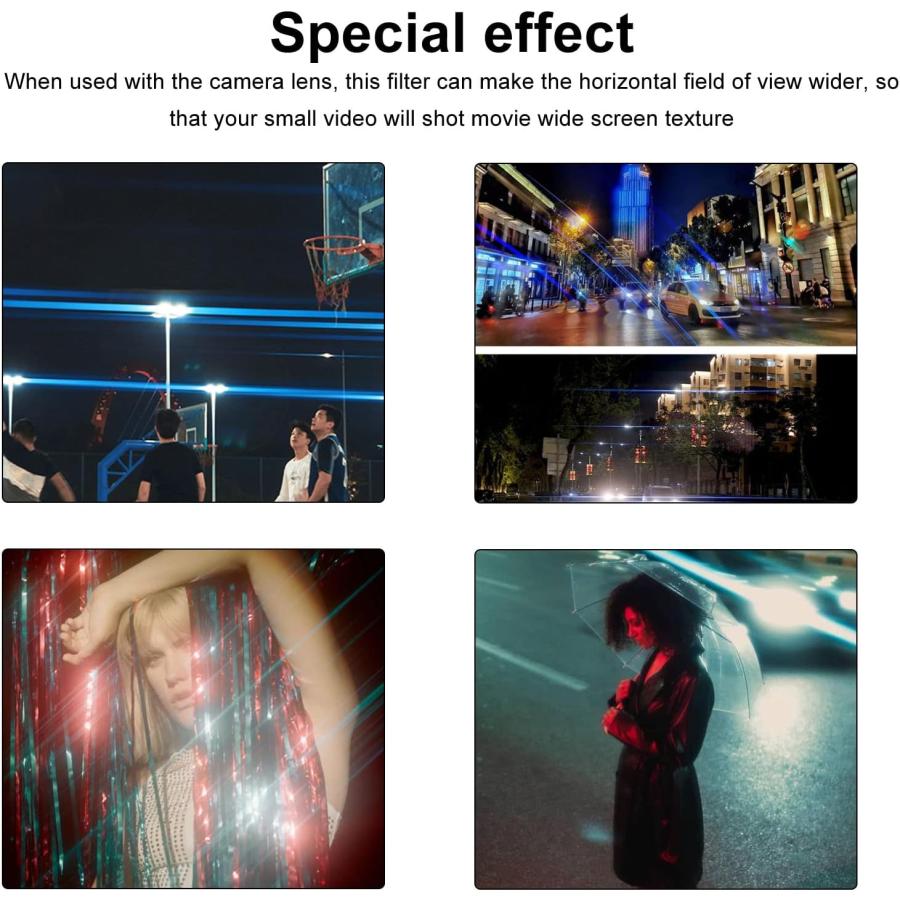 Camera Special Effects Filter, 77mm Anamorphic Light Flare Effect Filter, Blue Streak Special Effects Lens Filter, Special Effects Filter Len 並行輸入｜the-earth-ws｜04