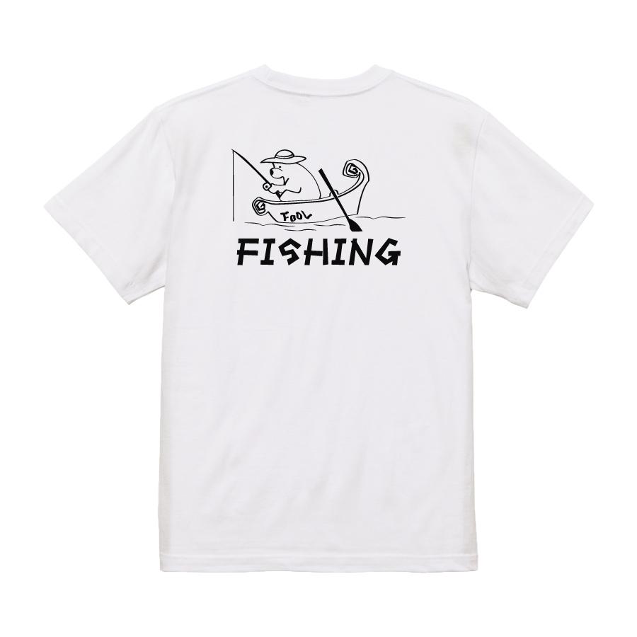 おもしろTシャツ メンズ 釣り 熊が船で釣り Tシャツ 半袖 文字 大きい