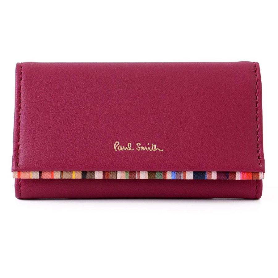保存版 ポール スミス Paul Smith クロスオーバストライプトリム 本革 キーケース ショップバッグ付き ポールスミス レザー キーホルダー 名入れなし ローズ 国際ブランド Www Ladislexia Net
