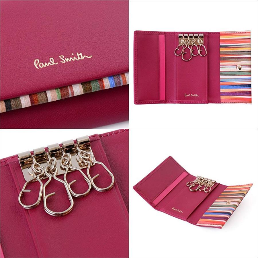保存版 ポール スミス Paul Smith クロスオーバストライプトリム 本革 キーケース ショップバッグ付き ポールスミス レザー キーホルダー 名入れなし ローズ 国際ブランド Www Ladislexia Net