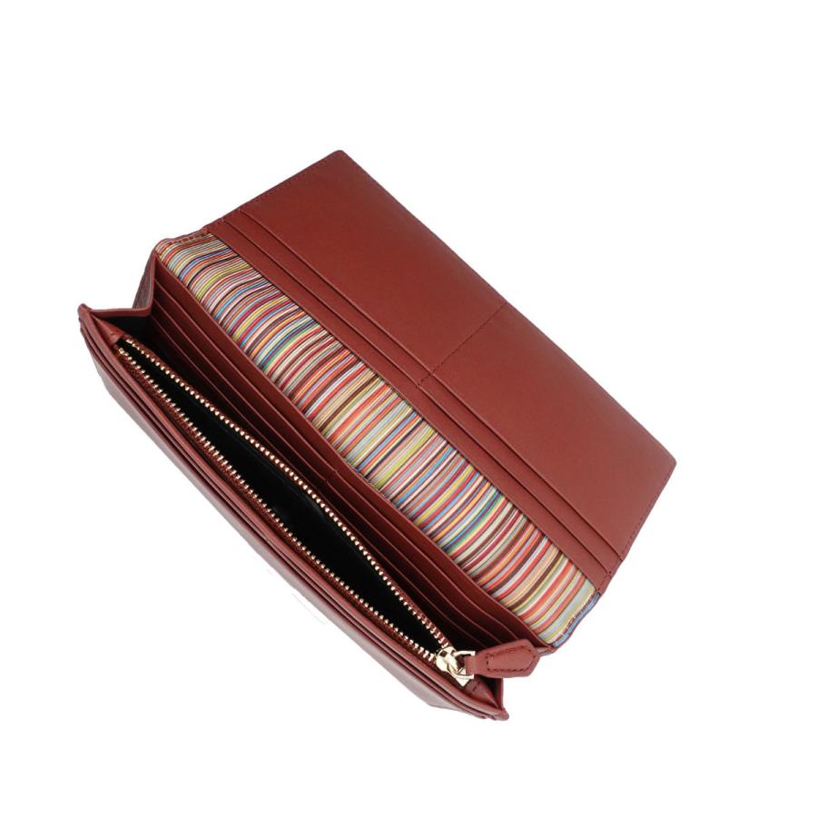 新品☆ポールスミス☆レイヤードストライプかぶせ長財布☆ブラウン