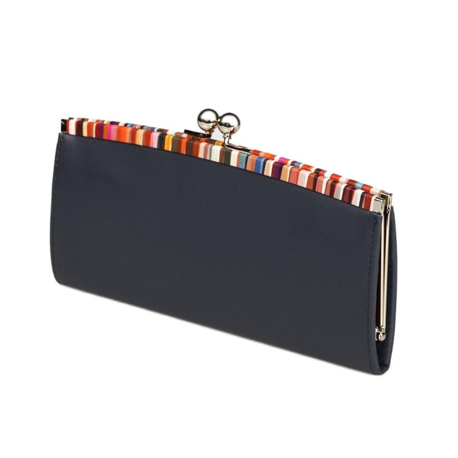 ポールスミス Paul Smith クロスオーバーストライプトリム がま口 長 