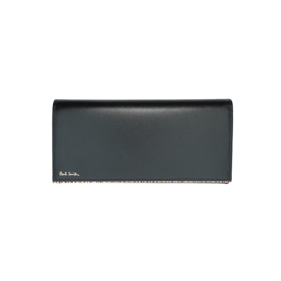 新品】ポールスミス かぶせ長財布 ストライプエッジ黒