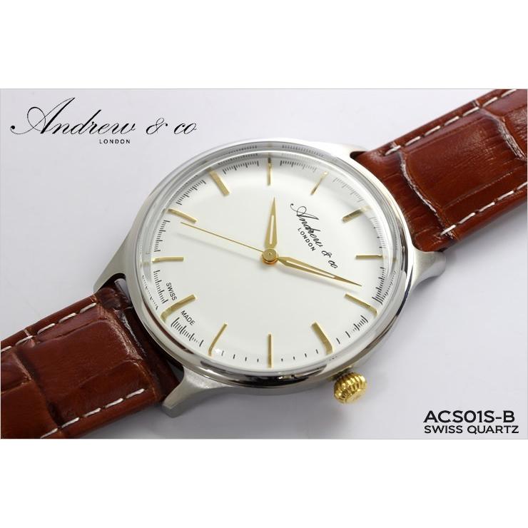 Andrew＆co アンドリューアンドコー スイス製 腕時計 メンズ レザーベルト 革 シンプル ブランド メイドインスイス｜the-hacienda