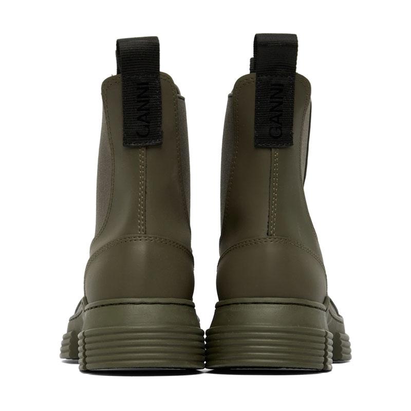 GANNI ガニー リサイクルラバー RECYCLED RUBBER CITY BOOT S1912 ラバー シティ ブーツ 厚底 レディース サイドゴア レインブーツ ブラック カーキ｜the-importshop｜04