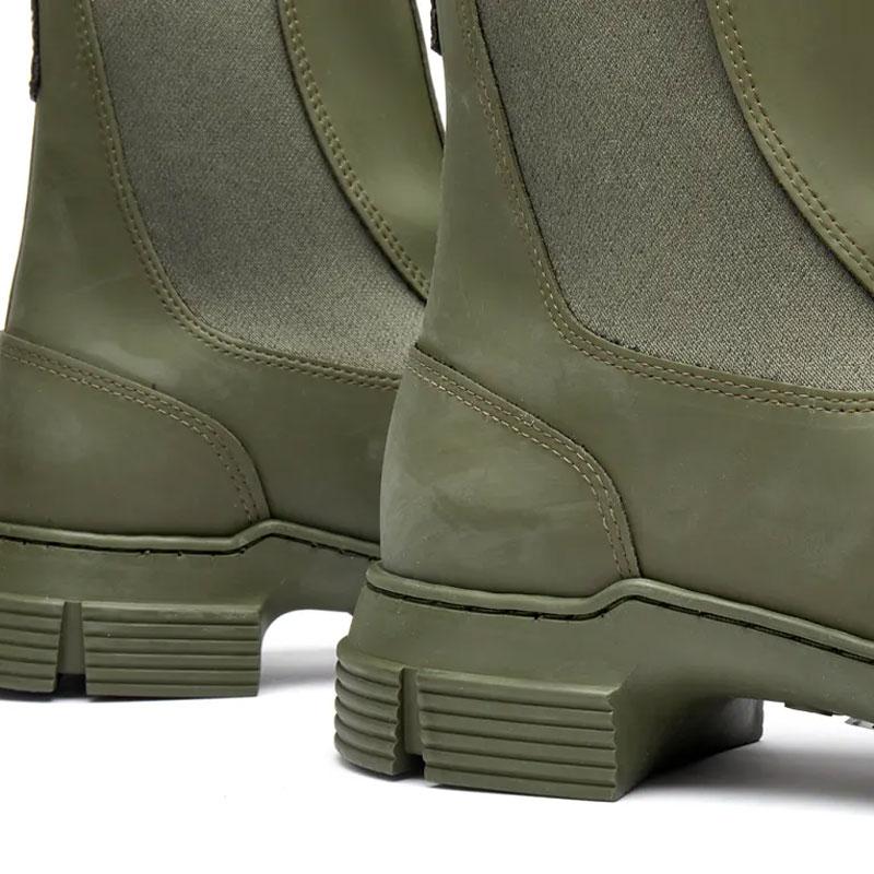 GANNI ガニー リサイクルラバー RECYCLED RUBBER CITY BOOT S1912 ラバー シティ ブーツ 厚底 レディース サイドゴア レインブーツ ブラック カーキ｜the-importshop｜06