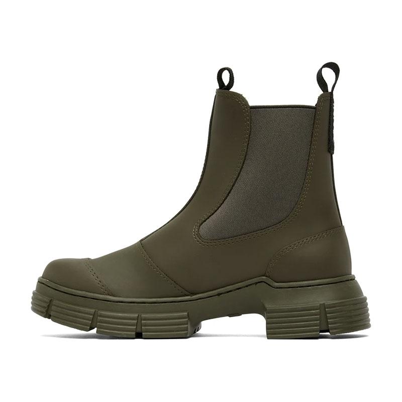 GANNI ガニー リサイクルラバー RECYCLED RUBBER CITY BOOT S1912 ラバー シティ ブーツ 厚底 レディース サイドゴア レインブーツ ブラック カーキ｜the-importshop｜03