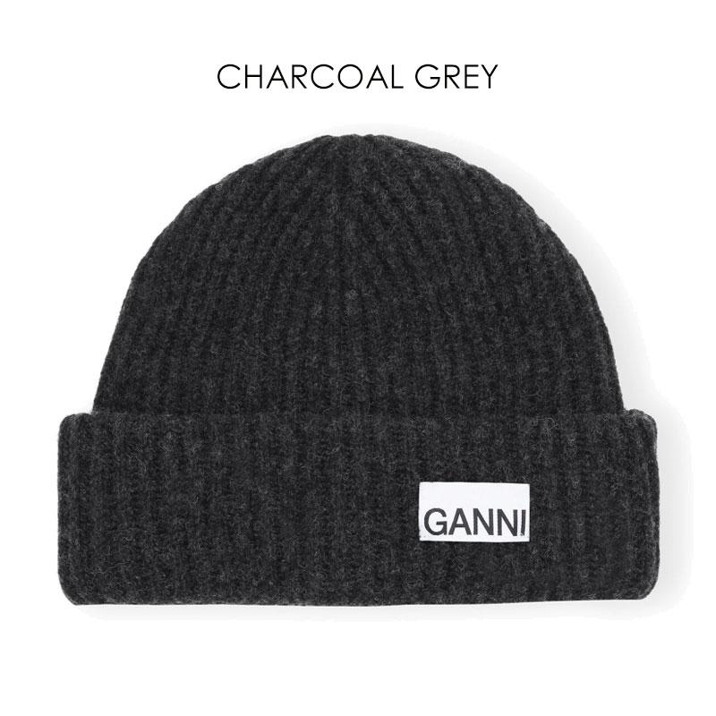 GANNI（ガニー） GANNI A4429 ブラック グレー アイボリー ビーニー