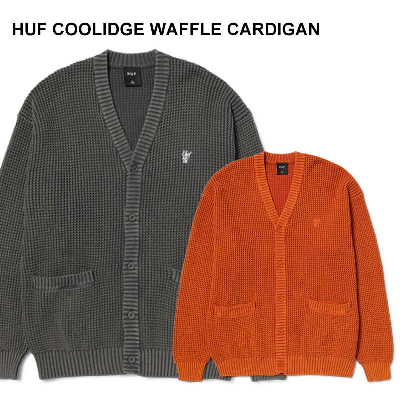 HUF ハフ COOLIDGE WAFFLE CARDIGAN KN00473 BLACK RUST HUF ハフ COOLIDGE WAFFLE CARDIGAN KN00473 BLACK RUST