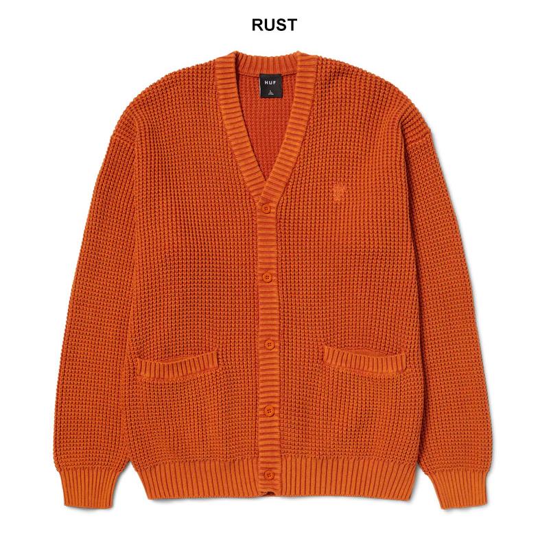 HUF ハフ COOLIDGE WAFFLE CARDIGAN KN00473 BLACK RUST HUF ハフ COOLIDGE WAFFLE CARDIGAN KN00473 BLACK RUST