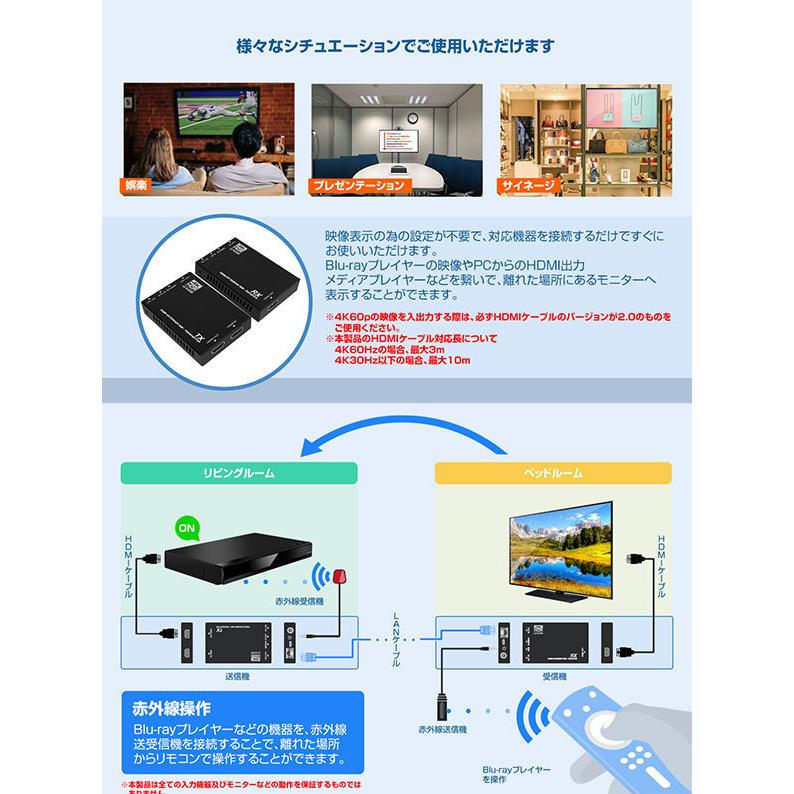 TEC（テック） 4K60Hz HDR規格対応 HDMI 50m延長機 HDMI EXTENDER 50M