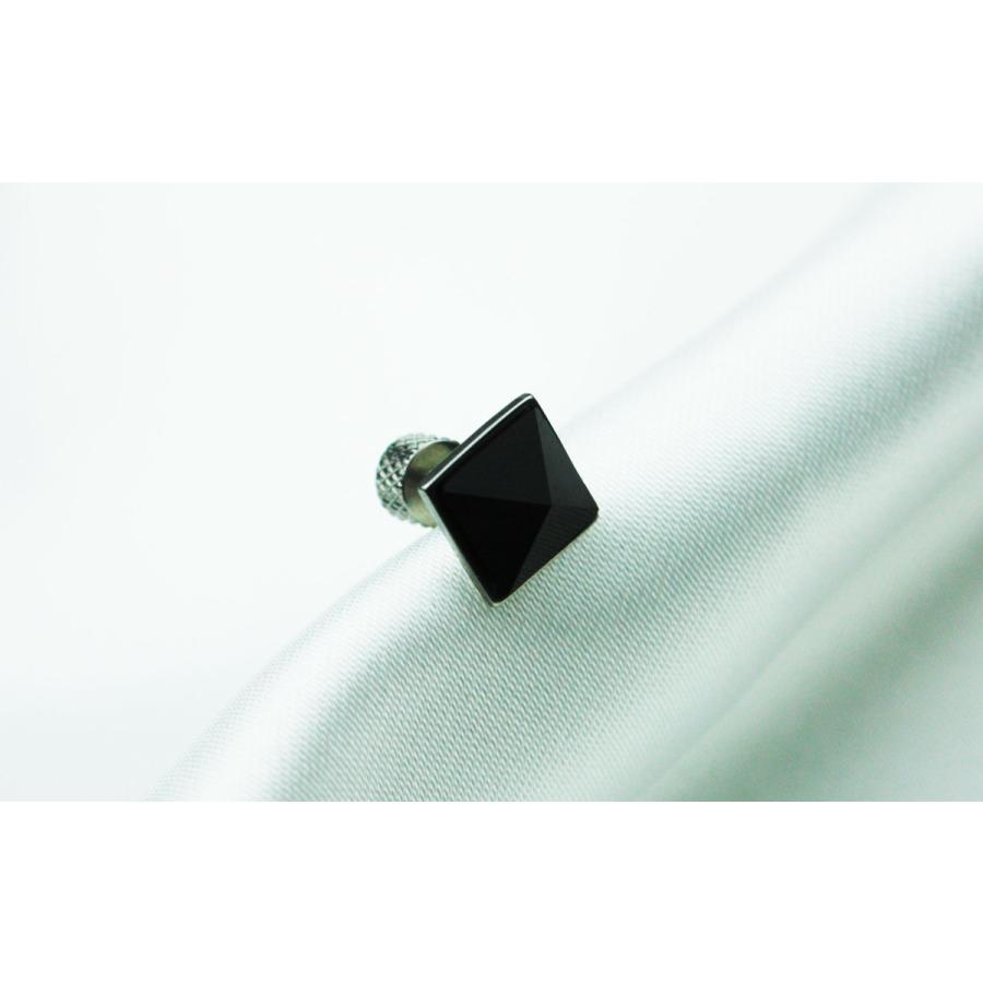 ストレートバーベル ボディピアス ラブレットスタッド 16G スクエア ブラックストーン フラット インターナルタイプ トラガス