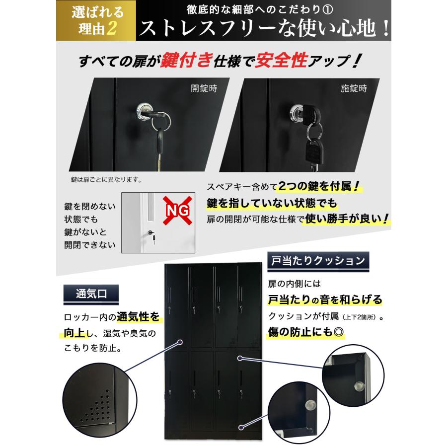 THE PRODUCT 【最適設計】 ロッカー 8人用 スチールロッカー 鍵付き