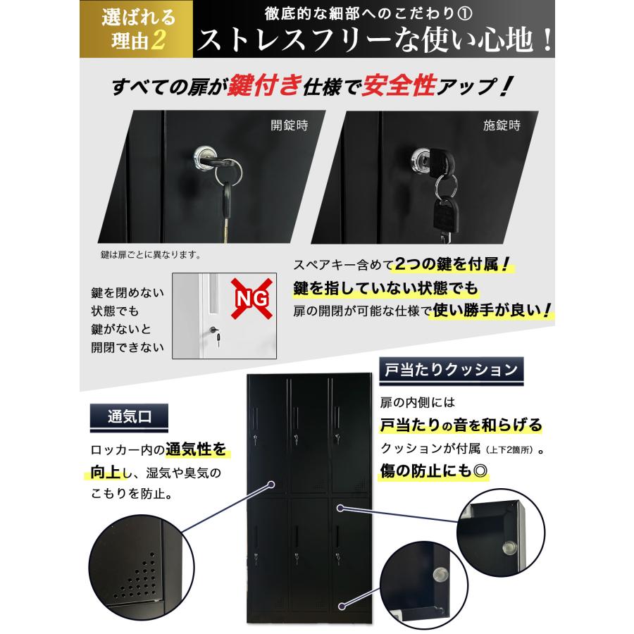 THE PRODUCT 【最適設計】 ロッカー 6人用 スチールロッカー 鍵付き
