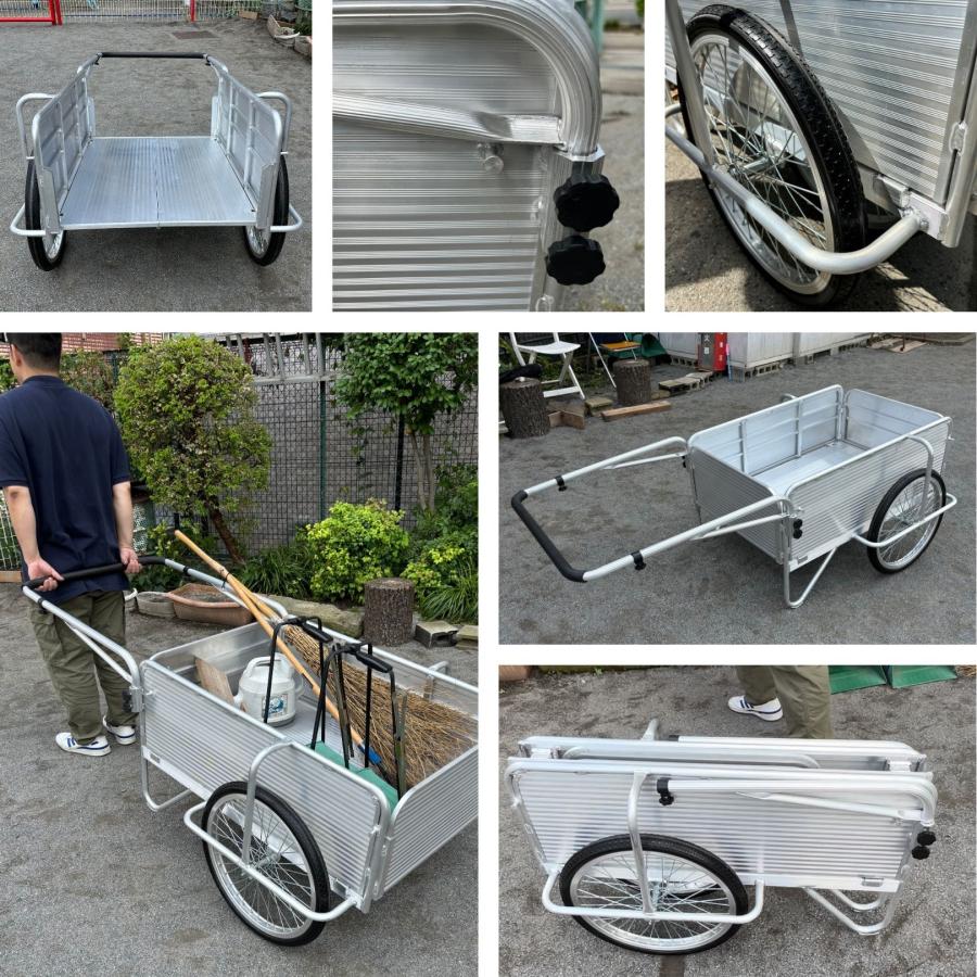 THE PRODUCT リヤカー 折りたたみ アルミ 【専用マット&ネット付】 耐