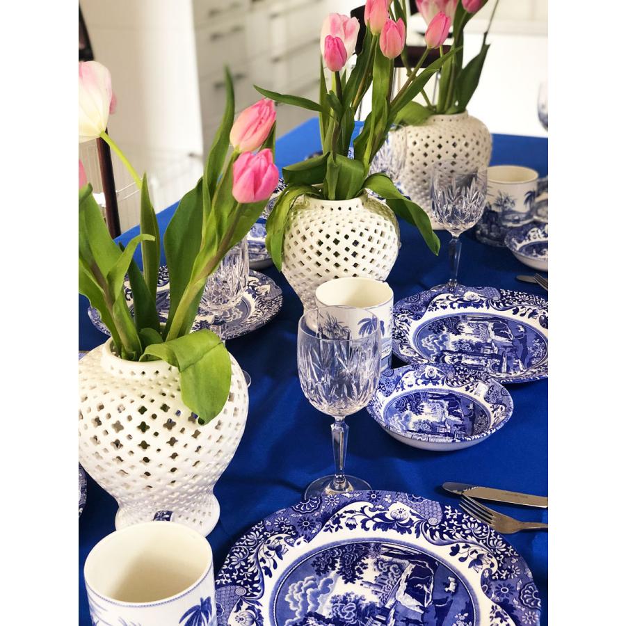 THE-SECRET-GARDEN ホワイト 大 蓋付飾り壺 青白陶器 シノワズリ Blue