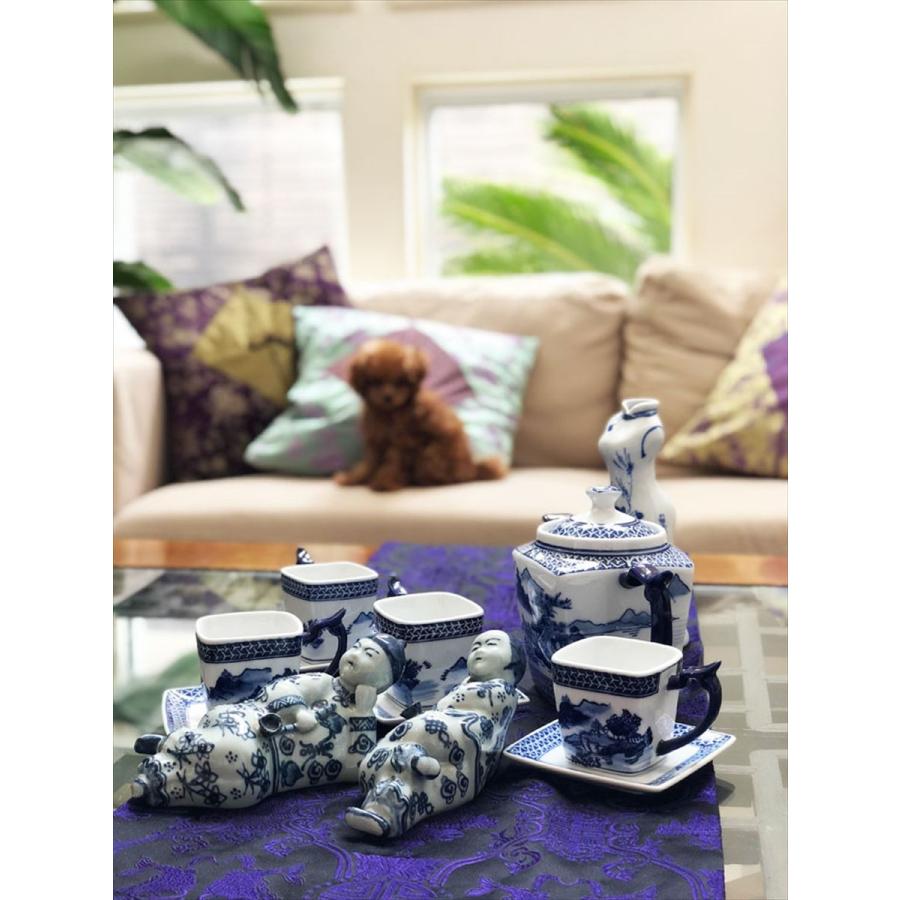 THE-SECRET-GARDEN シノワズリ 官吏 おじさん 置物 2対セット 青白陶器