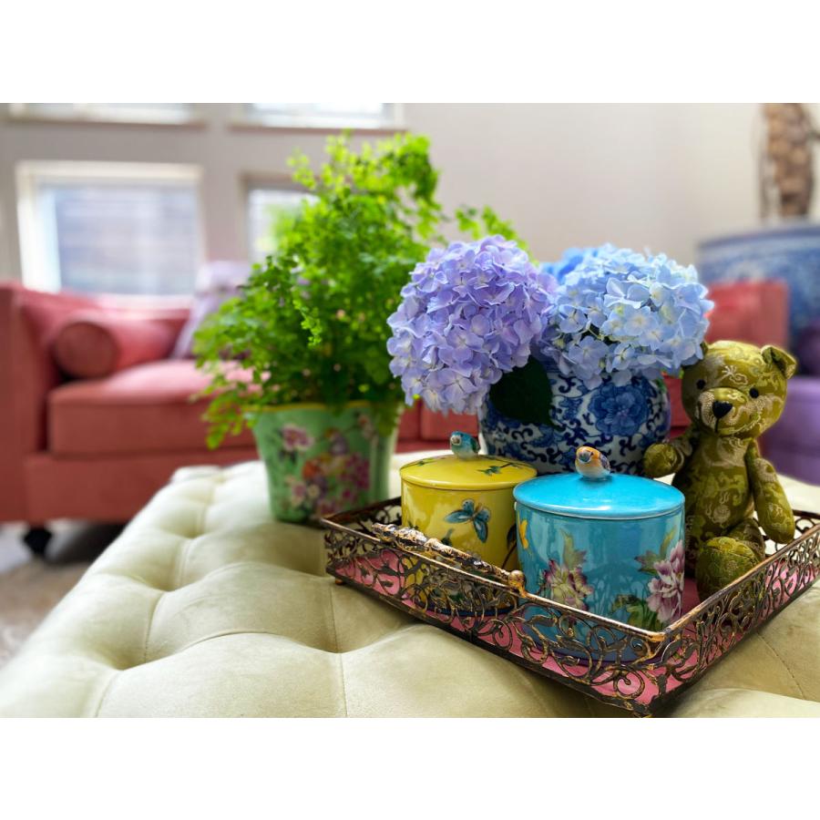 THE-SECRET-GARDEN シノワズリ キャニスター 全4種類 蓋鳥付 花鳥柄