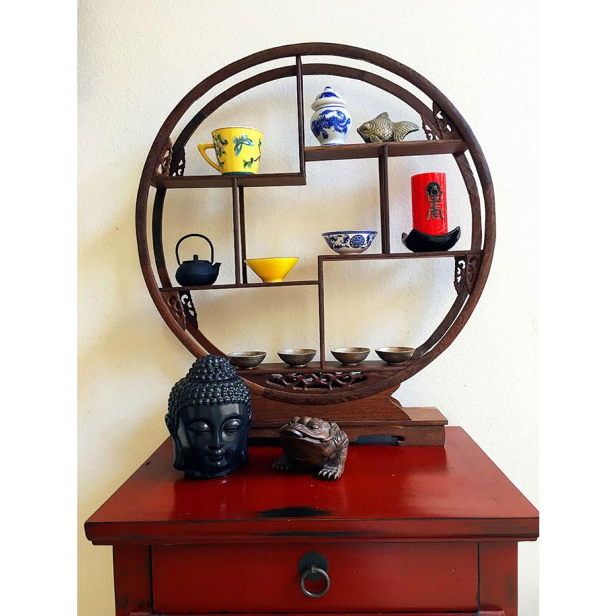 THE-SECRET-GARDEN シノワズリ 珍品棚 中国茶器 飾り棚 木製 丸 THE-SECRET-GARDEN シノワズリ 珍品棚 中国茶器 飾り棚 木製 丸