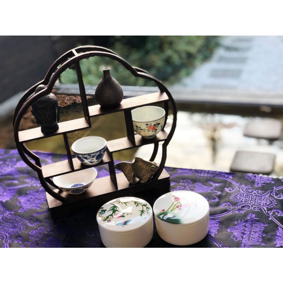 THE-SECRET-GARDEN シノワズリ 珍品棚 中国茶器 飾り棚 木製 梅型 飾り