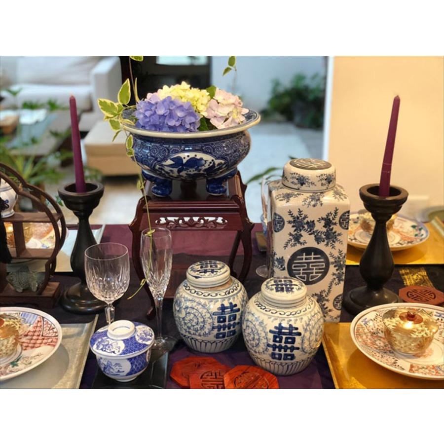 花瓶ジンジャーポットダブルハピネスお洒落蓋つきフラワーベース飾り置物壺お洒落中華 THE-SECRET-GARDEN シノワズリ ジンジャーポット ダブルハピネス