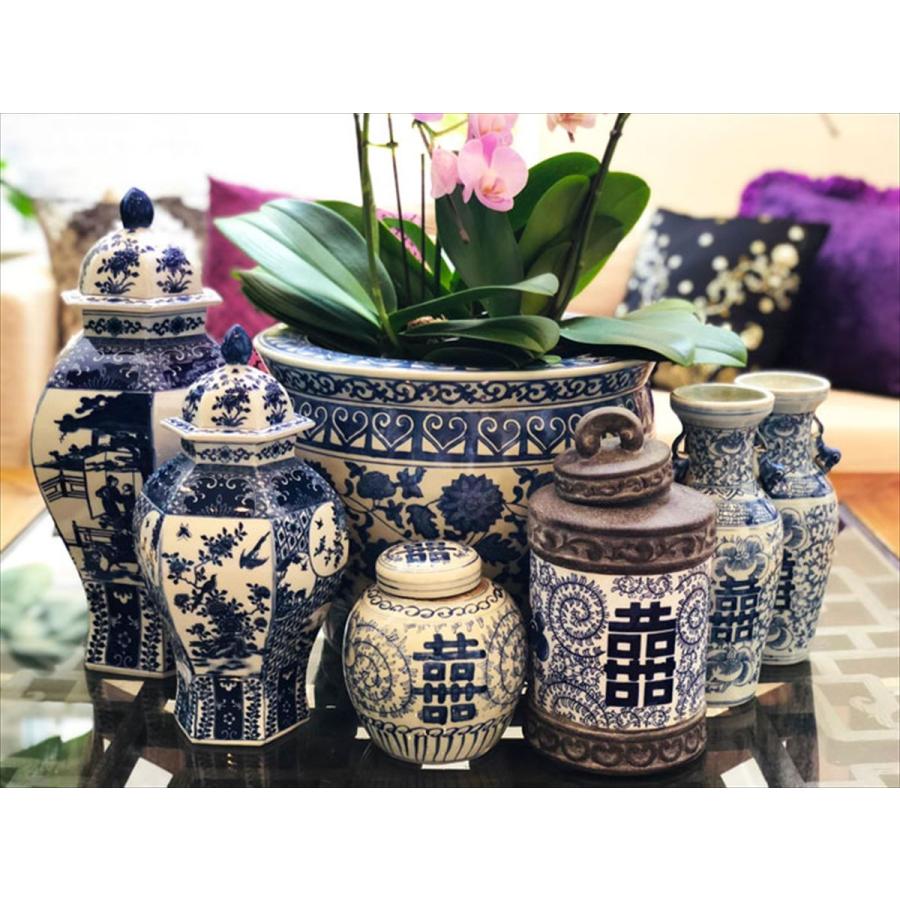 THE-SECRET-GARDEN シノワズリ Blue & White 飾り壺 大 青白陶器 THE-SECRET-GARDEN シノワズリ Blue & White 飾り壺 大 青白陶器