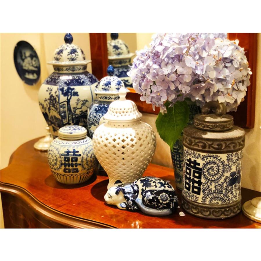 THE-SECRET-GARDEN シノワズリ Blue & White 飾り壺 大 青白陶器 THE-SECRET-GARDEN シノワズリ Blue & White 飾り壺 大 青白陶器