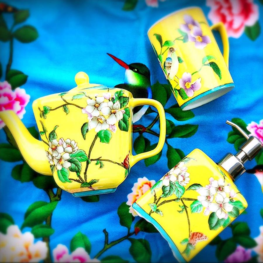 THE-SECRET-GARDEN シノワズリ マグカップ 蓋付 全8種類 花鳥柄 オールハンドペイント 陶器 手塗 食器 コップ ティーカップ ザ・シークレットガーデン シノワ｜the-secret-garden｜19