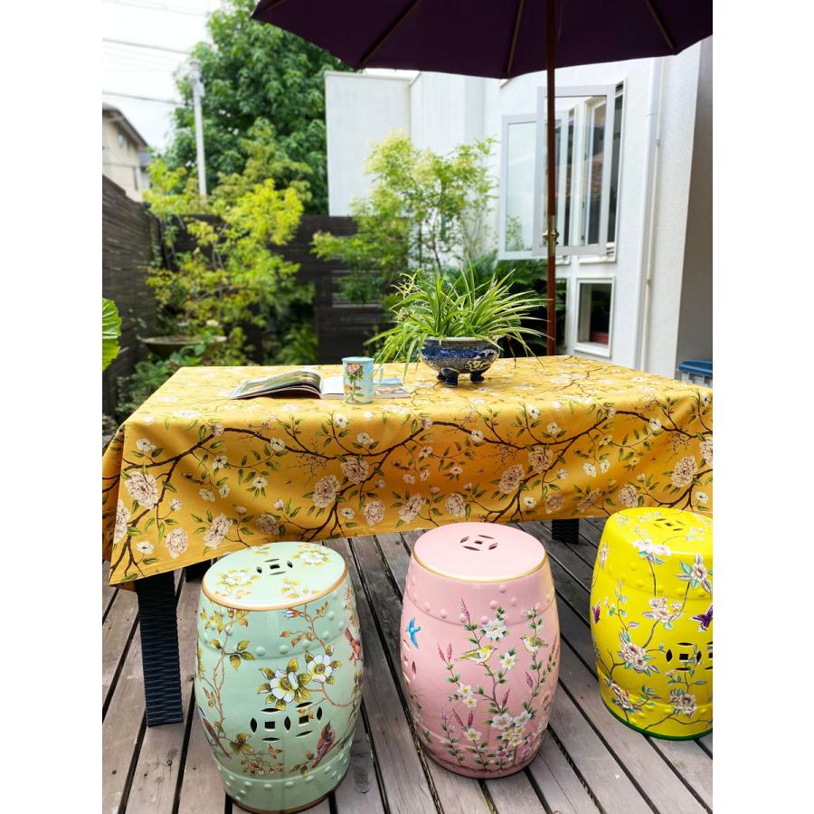 THE-SECRET-GARDEN シノワズリ スツール 陶器椅子 花鳥柄 ピンク 飾り