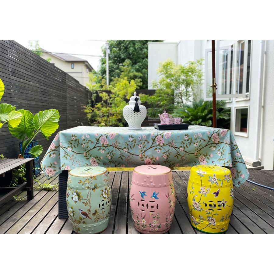 THE-SECRET-GARDEN シノワズリ スツール 陶器 椅子 花鳥柄 飾り台 花台
