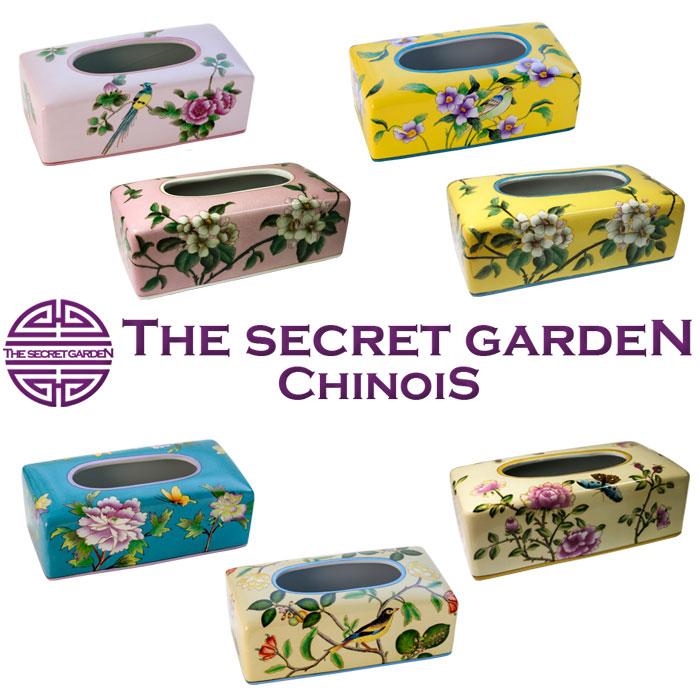 THE-SECRET-GARDEN シノワズリ ティッシュボックス 全7種類 花鳥柄 