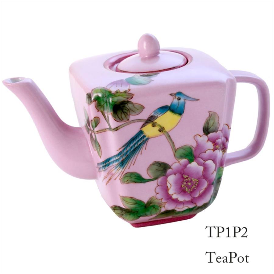 花と鳥の絵柄 陶器茶器 THE-SECRET-GARDEN シノワズリ ティーポット 中国茶器 花鳥柄