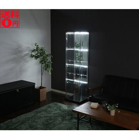 不二貿易 - ガラスコレクションケース ４段 うしろ側鏡鑑 ＬＥＤ 99491 ガラスケース-家具、インテリア