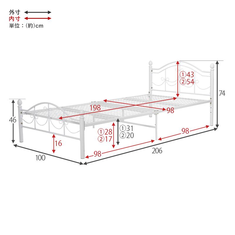 リボンモチーフの アイアンフレーム ベッドフレーム （Sシングル）　KH-3099S｜the-standard｜02