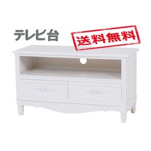 （4月上旬入荷）ローズモチーフのテレビ台 （幅80cm） ホワイト　MTV-8192-WH