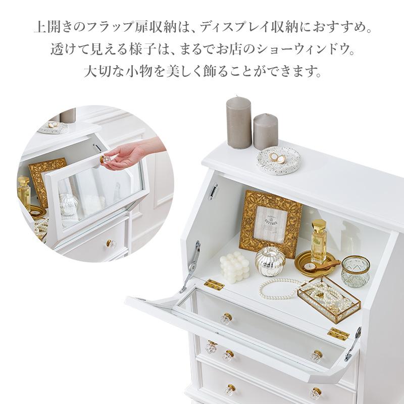 （5月下旬入荷）あなたの「好き」で満たそう！ 猫脚 が かわいい クリスタルモチーフ の ガラスキャビネット （引き出しタイプ） RCC-1787AW_6