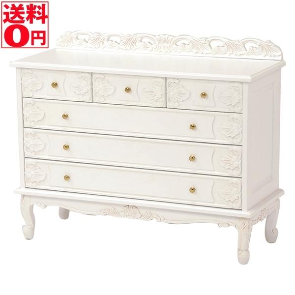 （5月下旬入荷）VIORETTA ヴィオレッタシリーズ　ワイドチェスト アンティークホワイト （幅105cm）　RCH-1233AW